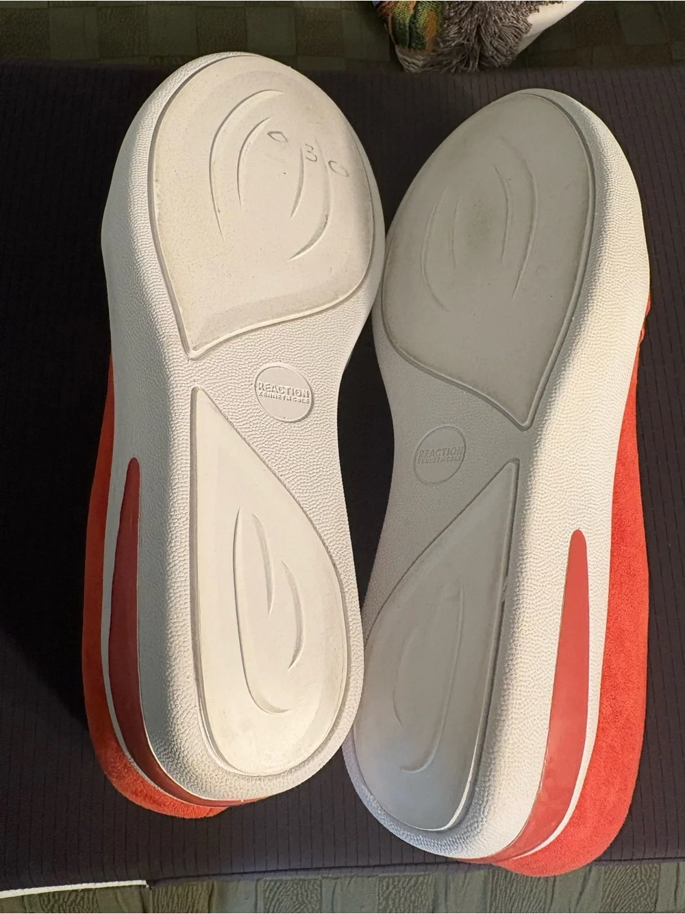 Kenneth Cole Reaction Coral-Red Suede Slip-On Flats